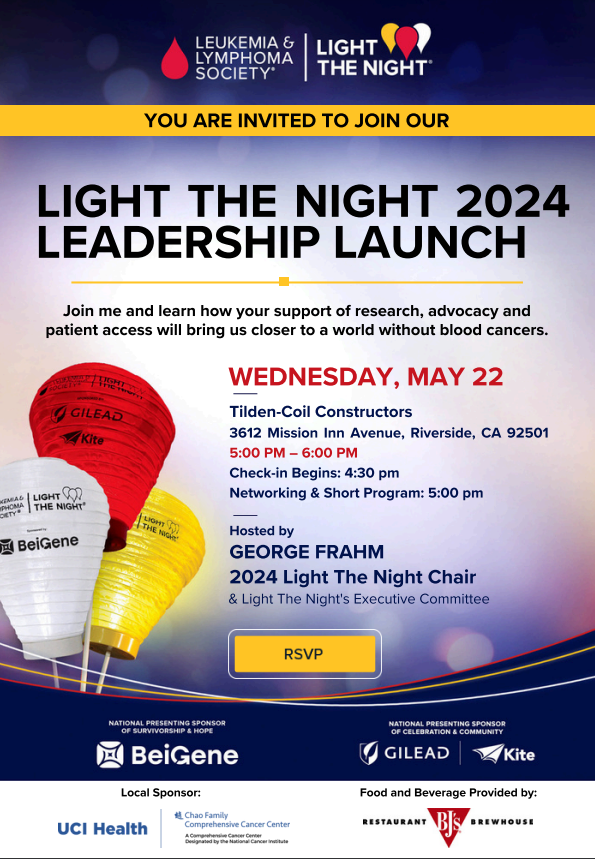 LLS Light the Night 2024 Leadership Launch riversideca.gov